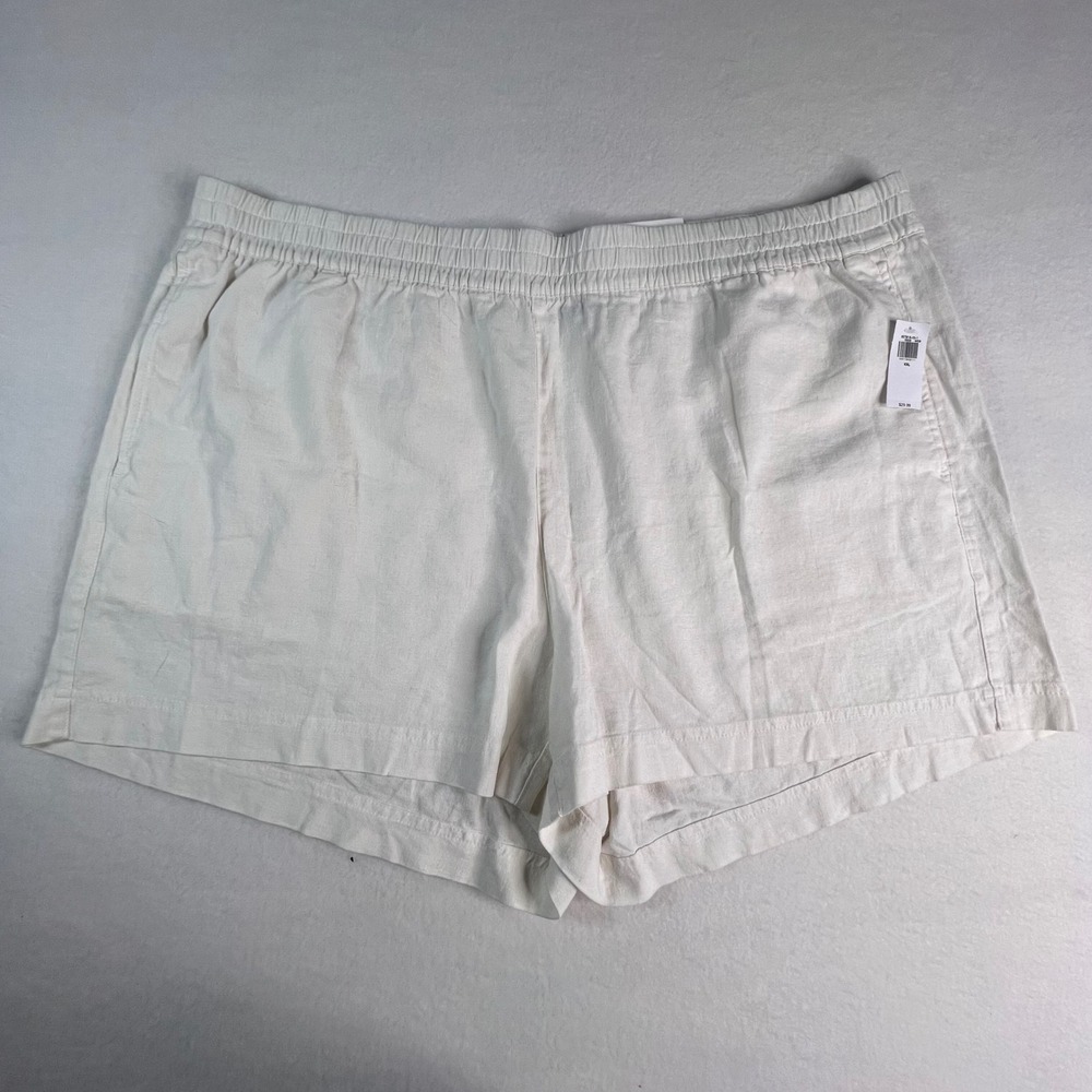 Old Navy Womens XXL High-Rise Linen-Blend Shorts White‎ 3.5" Inseam NWT